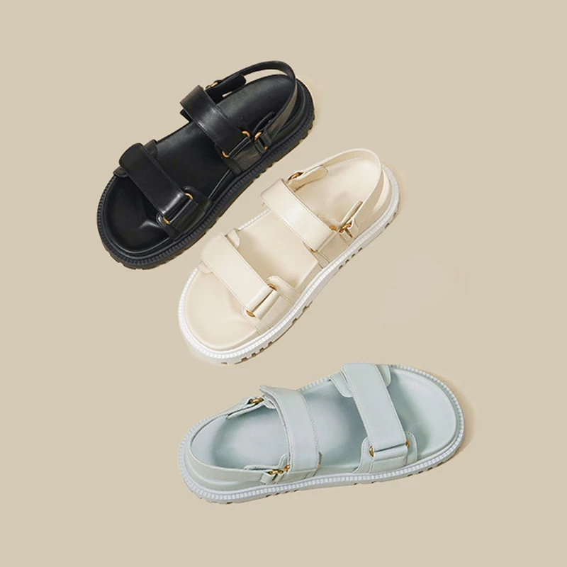 Женские сандалии с пряжкой и ремешком, сандалии из искусственной кожи на толстой плоской подошве, шлепанцы, Новинка лета 2022 
Женские сандалии с пряжкой и ремешком, сандалии из искусственной кожи на толстой плоской подошве, шлепанцы, Новинка лета 2022