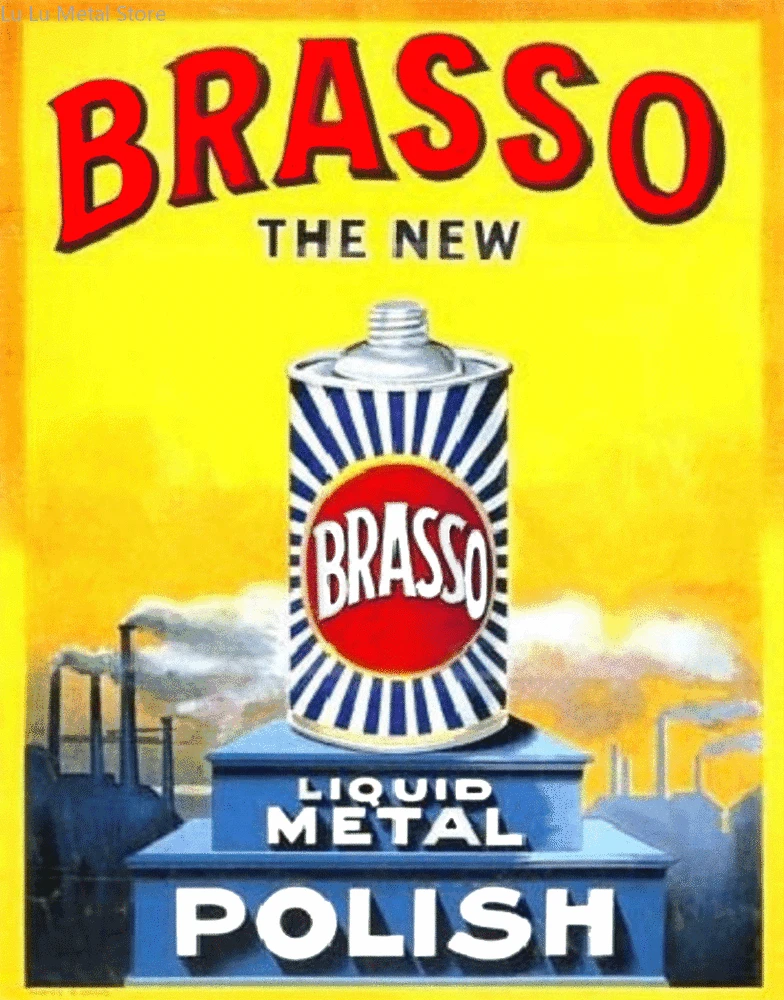 Жидкий металлический лак Brasso, металлический жестяной знак, плакат, настенный налет
Жидкий металлический лак Brasso, металлический жестяной знак, плакат, настенный налет
