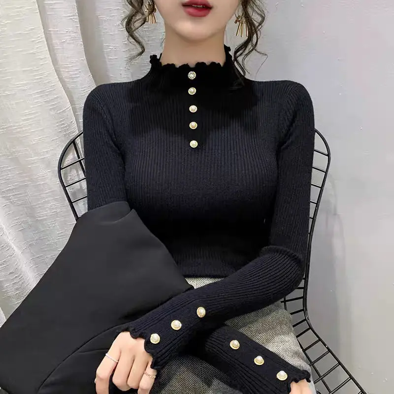 Women's Half High Collar Stretch Pullover Long Sleeved Solid Sweater Slim Bottoming Shirt Sweaters Ladies Autumn Winter E774 
Women's Half High Collar Stretch Pullover Long Sleeved Solid Sweater Slim Bottoming Shirt Sweaters Ladies Autumn Winter E774