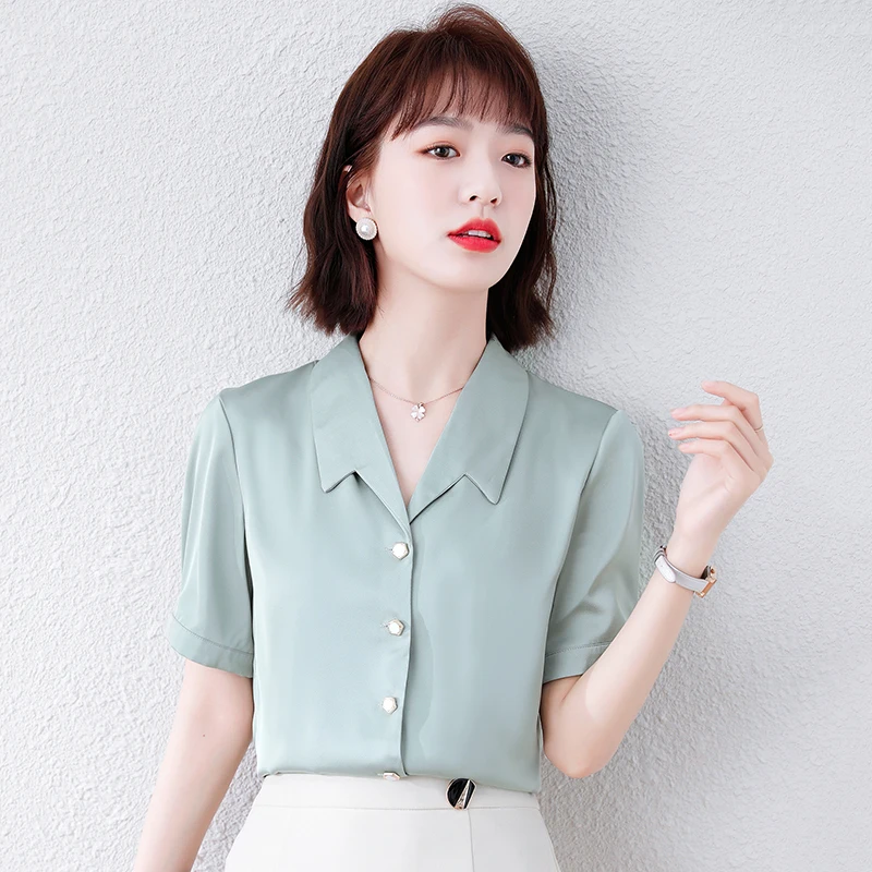 Korean Fashion Women Clothing For Summer 2022 Short Sleeve Office Ladies Tops Chiffon Button Up V-Neck Shirts Casual Blouses
Korean Fashion Women Clothing For Summer 2022 Short Sleeve Office Ladies Tops Chiffon Button Up V-Neck Shirts Casual Blouses