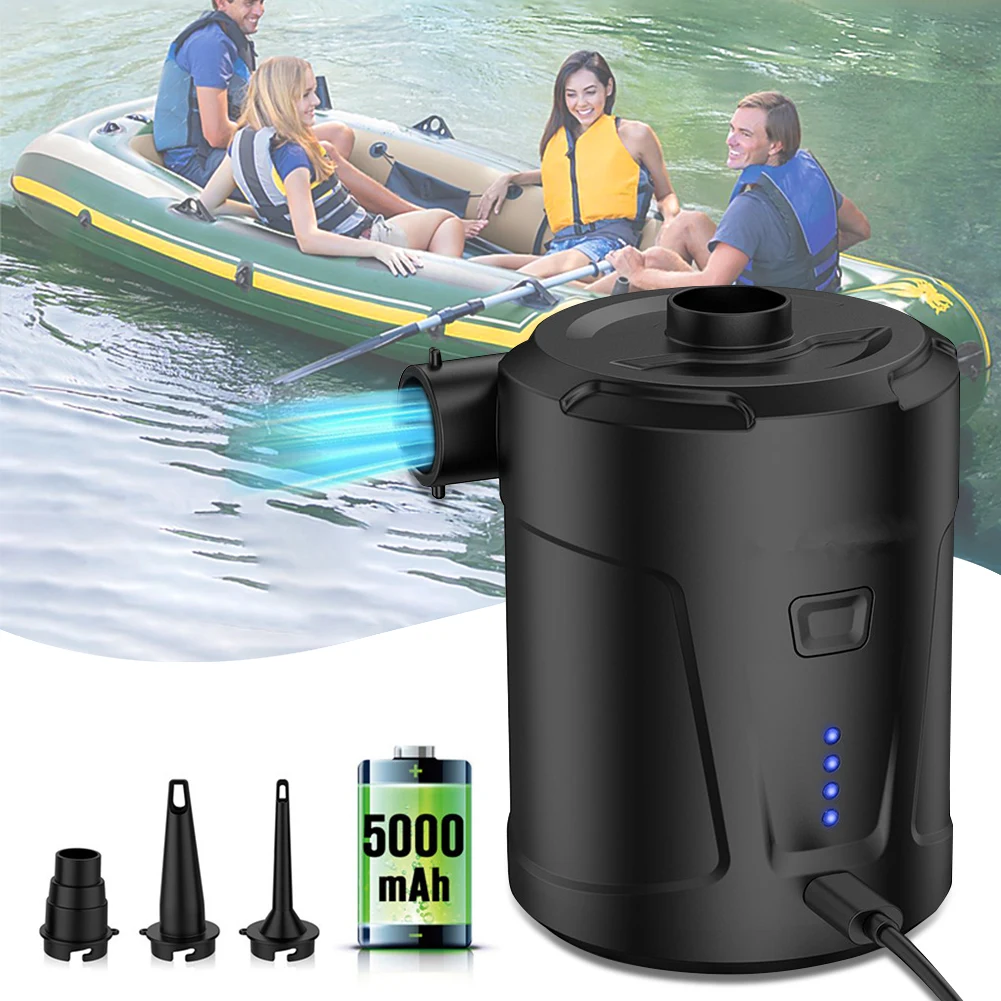 Electric Air Pump Portable Inflator Pumps For Air Mattress Swimming Ring Inflatable Cushion Rechargeable Air Pump With 3 Nozzles
Electric Air Pump Portable Inflator Pumps For Air Mattress Swimming Ring Inflatable Cushion Rechargeable Air Pump With 3 Nozzles