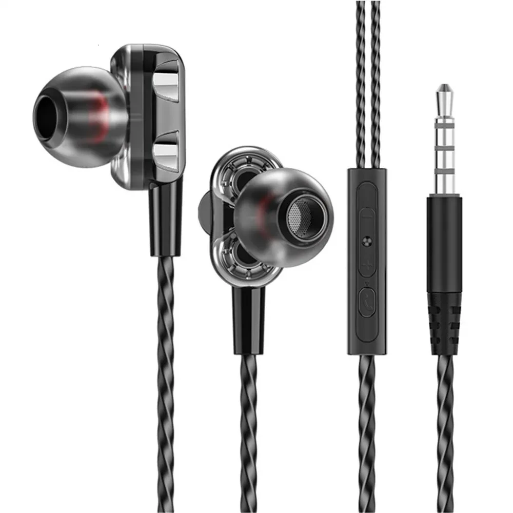 

3.5mm Hifi Wired Headphones with Microphone Sports Running In-ear Headset Noise Canceling Heavy subwoofer Stereo Earbud