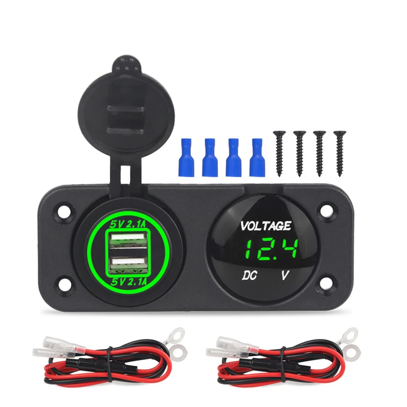 Car Charger Socket LED Digital Panel Voltmeter Outlet Dual 12V Dual USB Charger Waterproof Power Socket Adapter Universal
Car Charger Socket LED Digital Panel Voltmeter Outlet Dual 12V Dual USB Charger Waterproof Power Socket Adapter Universal