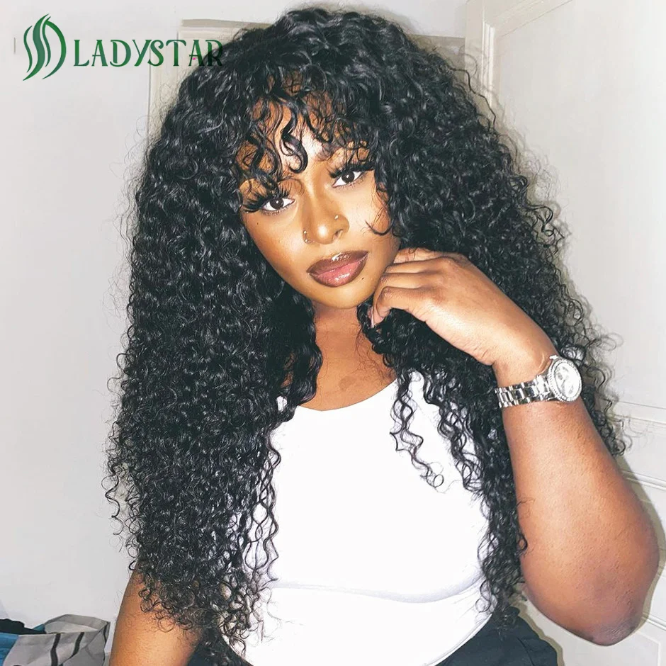 Full Machine Made Wig With Bangs Brazilian Water Wave Human Hair Wigs Glueless Kinky Curly Wig Natural Wave Human Hair Wig
Full Machine Made Wig With Bangs Brazilian Water Wave Human Hair Wigs Glueless Kinky Curly Wig Natural Wave Human Hair Wig