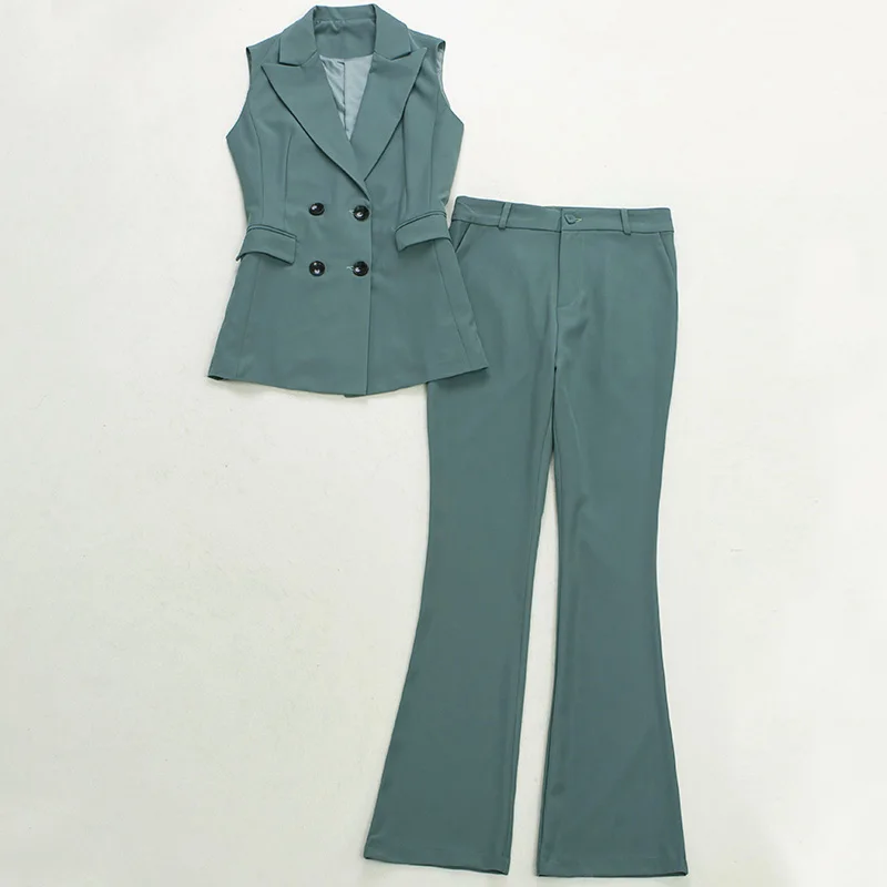 Women's Suit Vest Pants 2 Piece High Quality Spring Autumn 2022 Fashion Double Breasted Jacket High Waist Flared Pants
Women's Suit Vest Pants 2 Piece High Quality Spring Autumn 2022 Fashion Double Breasted Jacket High Waist Flared Pants