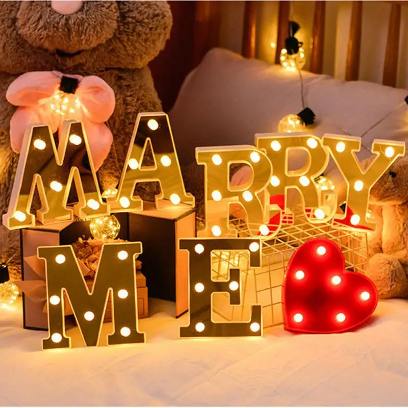 

LED Luminous Letter Light Battery Powered Alphabet Lamp Night Light For Wedding Birthday Holiday Romantic Party Decor Lighting