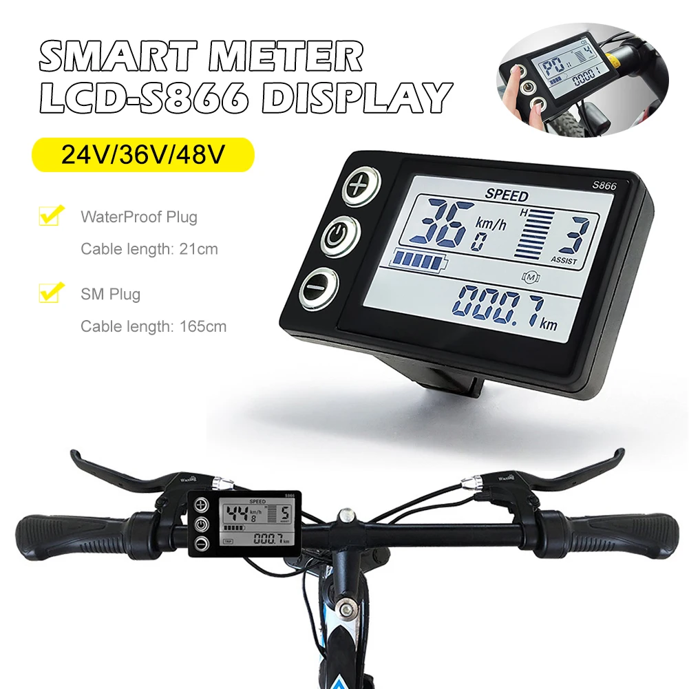 LCD-S866 Electric Bike Smart Meter with Waterproof/SM Plug 24/36/48V Electric Scooter LCD Display Panel E-bike Accessories
LCD-S866 Electric Bike Smart Meter with Waterproof/SM Plug 24/36/48V Electric Scooter LCD Display Panel E-bike Accessories