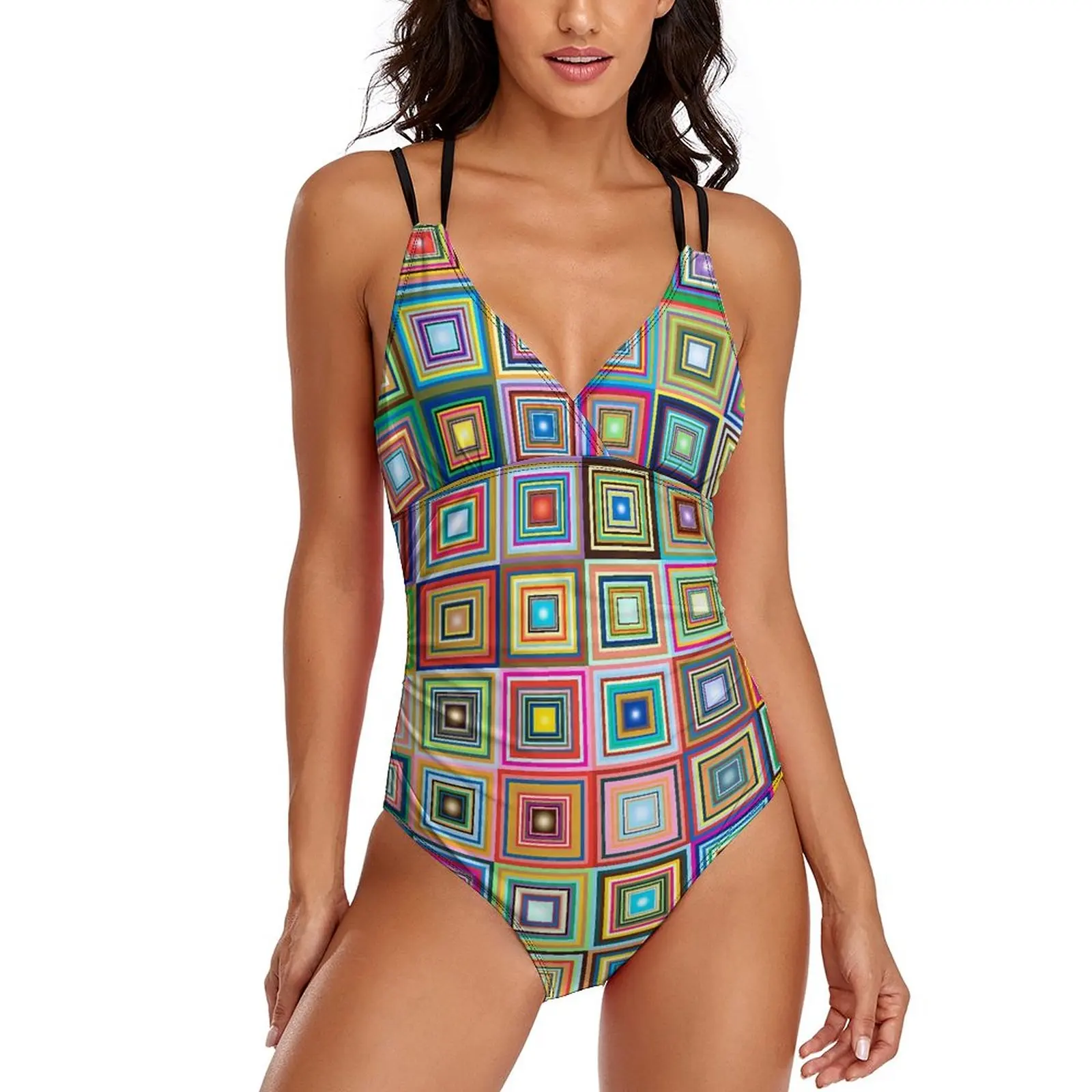 Fun Retro Square Swimsuit Colorful Tiles One Piece Swimwear Push Up Swim Monokini Cross Back Swimsuits Graphic Beach Outfits
Fun Retro Square Swimsuit Colorful Tiles One Piece Swimwear Push Up Swim Monokini Cross Back Swimsuits Graphic Beach Outfits