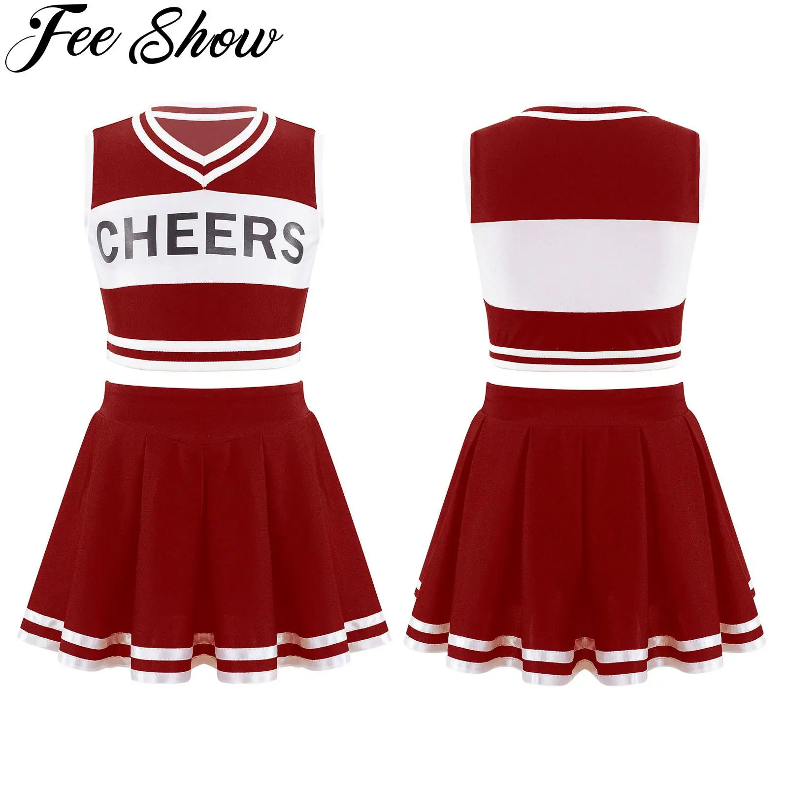 Kids Girls Cheerleading Costume School Girls Cheer Dance Performance Outfits Crop Top with Pleated Skirt Set for Halloween
Kids Girls Cheerleading Costume School Girls Cheer Dance Performance Outfits Crop Top with Pleated Skirt Set for Halloween