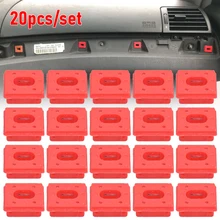 20pcs/set Car Fastener Clips Red Insert Grommets Panel Fixing Buckles For BMW E46/E65/E66/E83N Dashboard Dash Trim Strip Clips