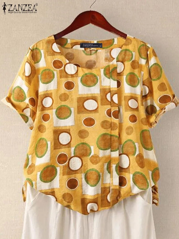 ZANZEA Women Holiday Tunic Tops 2023 Summer Short Sleeve Blouses Vintage Pleating Blusas Casual O-neck Dot Printed Fashion Shirt
ZANZEA Women Holiday Tunic Tops 2023 Summer Short Sleeve Blouses Vintage Pleating Blusas Casual O-neck Dot Printed Fashion Shirt