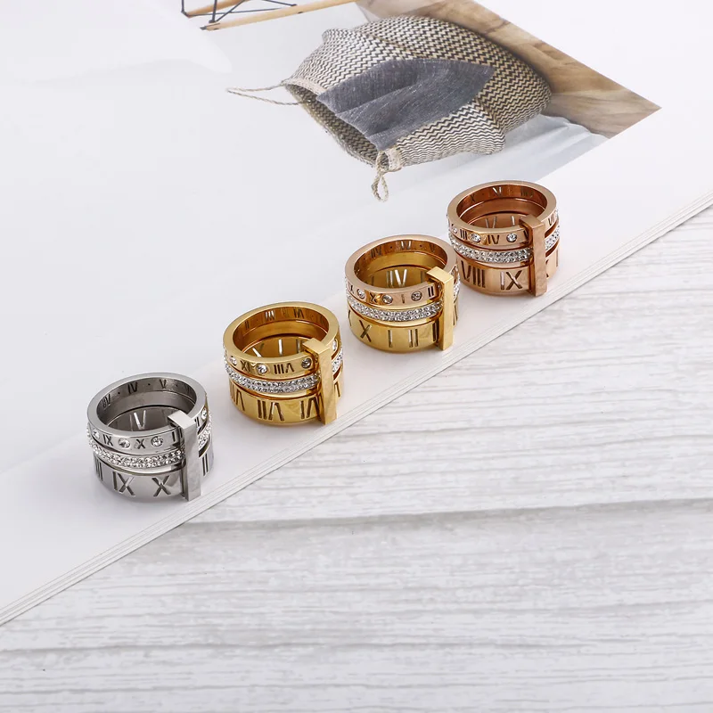 Shiny Zircon Roman Alphabet Three Layers Rings For Women Girl Muticolor Stainless Steel Women's Ring Party Wedding Jewelry Gifts
Shiny Zircon Roman Alphabet Three Layers Rings For Women Girl Muticolor Stainless Steel Women's Ring Party Wedding Jewelry Gifts