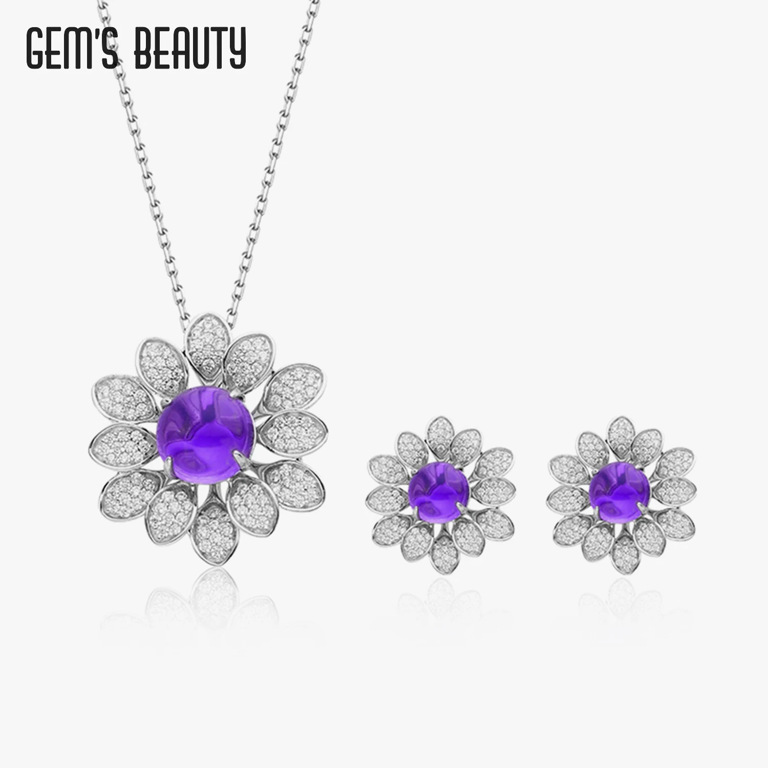 Gem's Beauty 925 Silver Jewelry Sets For Women Wedding Natural Purple Amethyst Flower Necklace With Chain Pendant Earrings
Gem's Beauty 925 Silver Jewelry Sets For Women Wedding Natural Purple Amethyst Flower Necklace With Chain Pendant Earrings