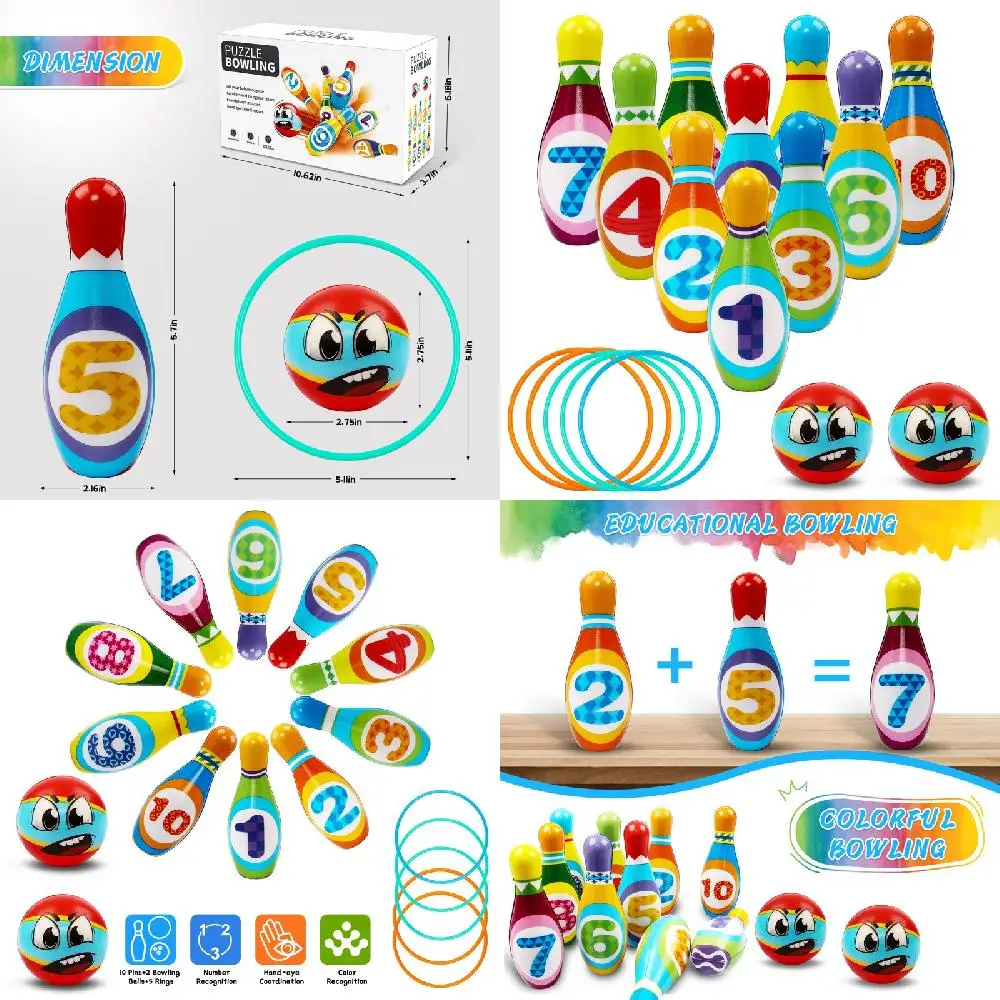 Cute, Fun & Colorful Outdoor & Indoor Toddler Bowling Set - 10 Pins & 2 Balls, Perfect Gift for Boys & Girls Ages 3-8.
Cute, Fun & Colorful Outdoor & Indoor Toddler Bowling Set - 10 Pins & 2 Balls, Perfect Gift for Boys & Girls Ages 3-8.
