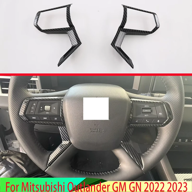 

For Mitsubishi Outlander GM GN 2022 2023 Carbon Fiber Style Steering Wheel Panel Cover Bezel Trim Insert Badge Molding Garnish