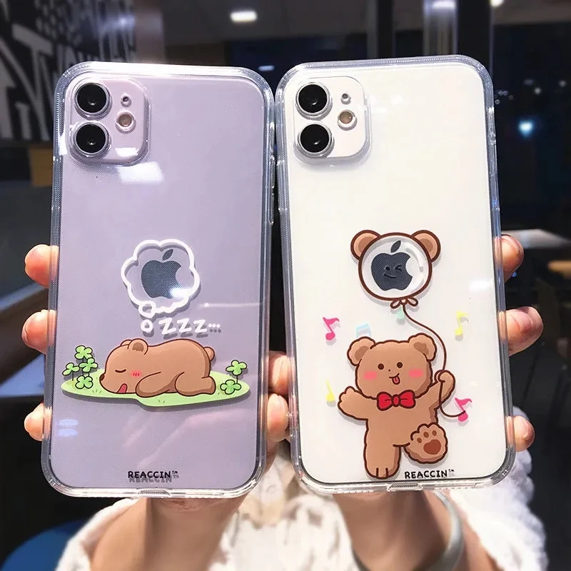 Creative Cartoon Couple Funny cute bear Transparent Silicone Phone Case for iPhone 7 8 Plus Xs Max XR 11 12 13 Pro Max Case 
Creative Cartoon Couple Funny cute bear Transparent Silicone Phone Case for iPhone 7 8 Plus Xs Max XR 11 12 13 Pro Max Case