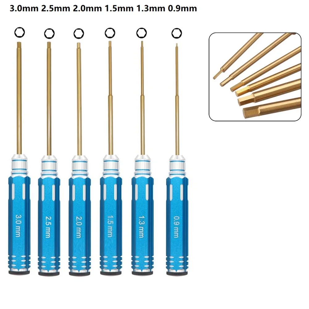 6pcs Hex Screwdriver Bits HSS Titanium Coated Screwdrivers Repair Tool Kit For Cars Helicopter Toys 0.9/1.3/1.5/2/2.5/3mm
6pcs Hex Screwdriver Bits HSS Titanium Coated Screwdrivers Repair Tool Kit For Cars Helicopter Toys 0.9/1.3/1.5/2/2.5/3mm