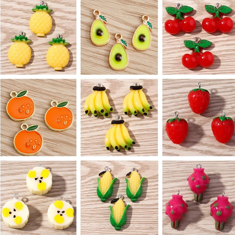 10pcs Cute Fruit Banana Cherry Grape Orange Charms for Jewelry Making DIY Pendants Necklaces Earrings Bracelets Crafts Accessory
10pcs Cute Fruit Banana Cherry Grape Orange Charms for Jewelry Making DIY Pendants Necklaces Earrings Bracelets Crafts Accessory