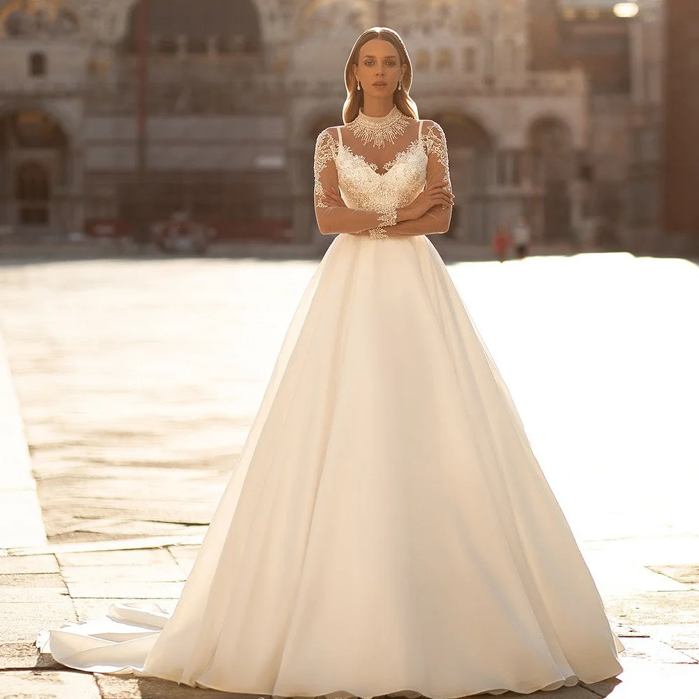 Elegant Civil Wedding Dresses 2023 For Woman Long Sleeves V-Neck Lace Applique Bridal Gown Two In One White Ivory Formal Party
Elegant Civil Wedding Dresses 2023 For Woman Long Sleeves V-Neck Lace Applique Bridal Gown Two In One White Ivory Formal Party