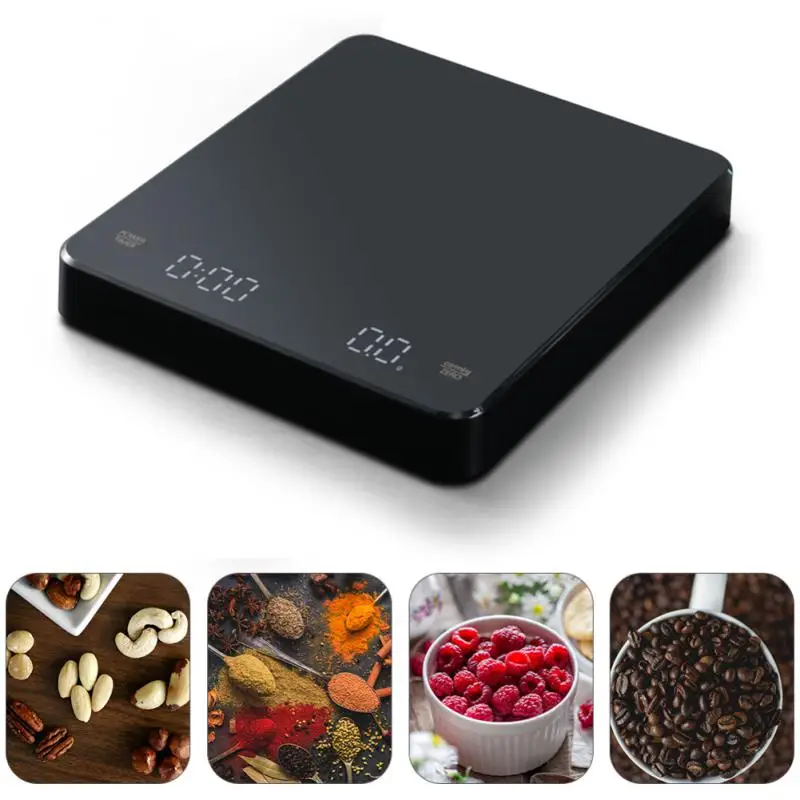 

Protable Charging Coffee Scale Timing Hand Brewing Coffee Electronic Scale Household Kitchen Scale 3kg / 0.1g New LED Screen