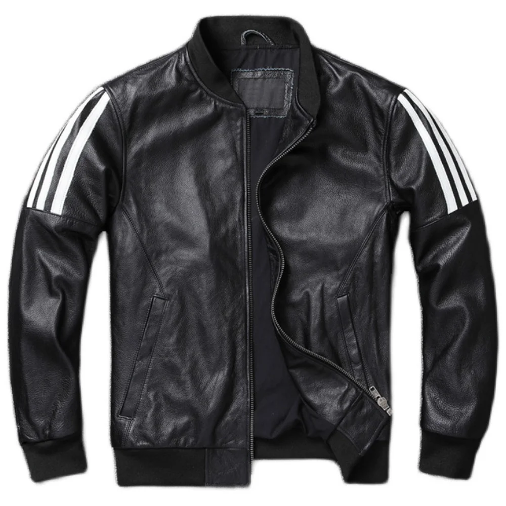 Street Cowhide Jacket Men Man Genuine Leather European Fashion Casual Stripe Patch Baseball Coat High Quality
Street Cowhide Jacket Men Man Genuine Leather European Fashion Casual Stripe Patch Baseball Coat High Quality