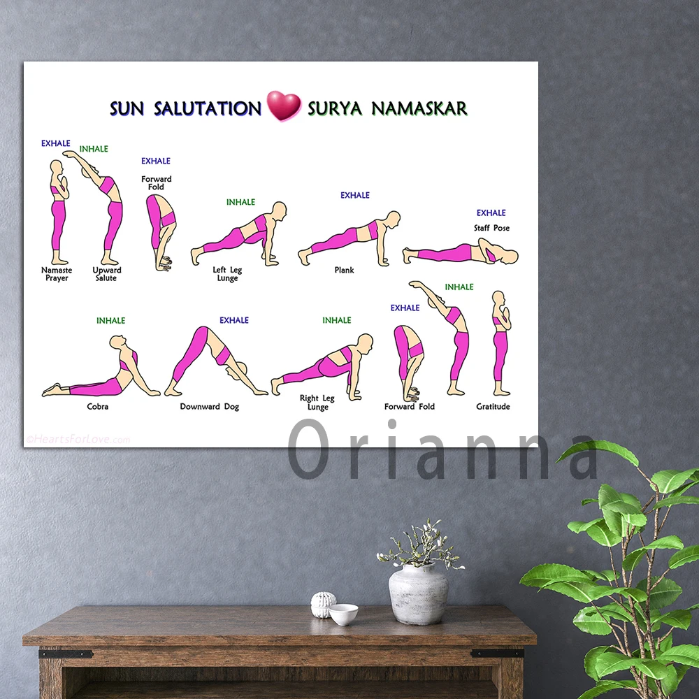 The 12 Steps Of Surya Namaskar Or Sun Salutation, Yoga Postures Poster, Wall Art Print Yoga Room Decor Canvas Painting Gift
The 12 Steps Of Surya Namaskar Or Sun Salutation, Yoga Postures Poster, Wall Art Print Yoga Room Decor Canvas Painting Gift