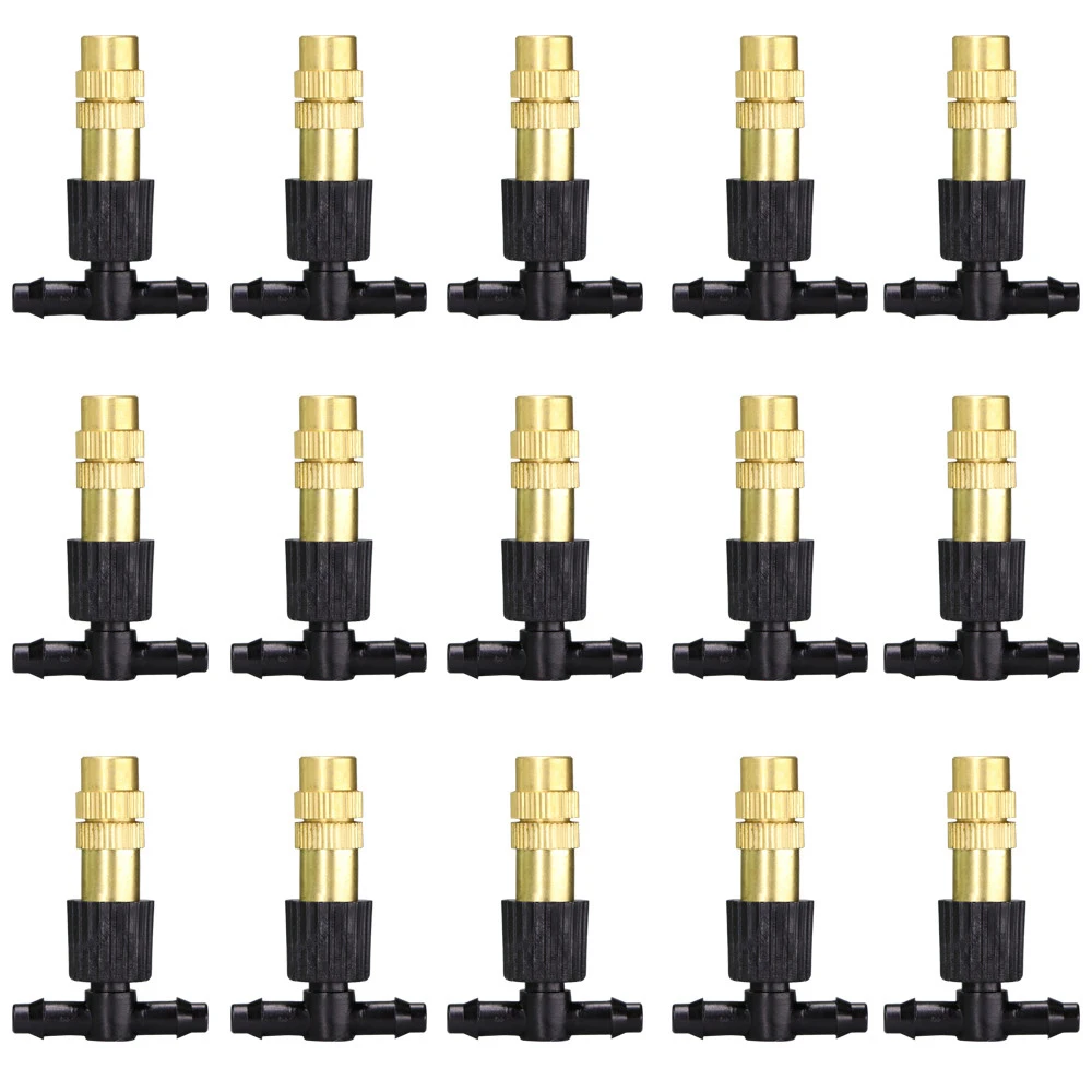 10 Pcs Adjustable Copper Atomizing Nozzles With 4/7mm Plastic Tee Fitting Brass Watering Irrigation Sprinkler Cooling Nozzles 
10 Pcs Adjustable Copper Atomizing Nozzles With 4/7mm Plastic Tee Fitting Brass Watering Irrigation Sprinkler Cooling Nozzles