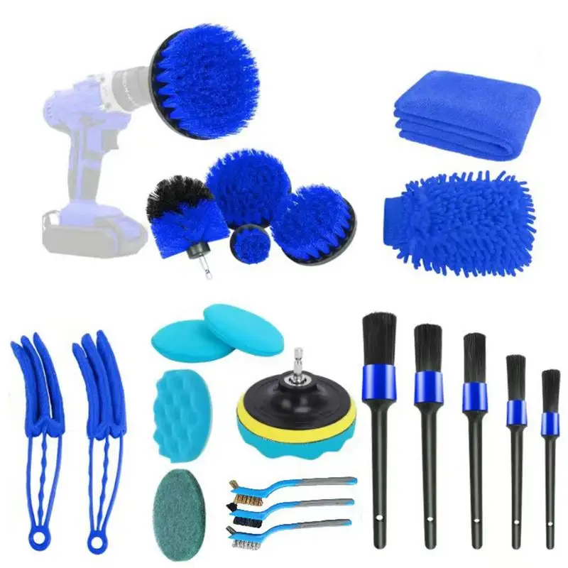 

Auto Detailing Brushes Set 22pcs Auto Detailing Brush Set Drill Scrubber Brush Kit Car Cleaning Supplies For Cleaning Wheels