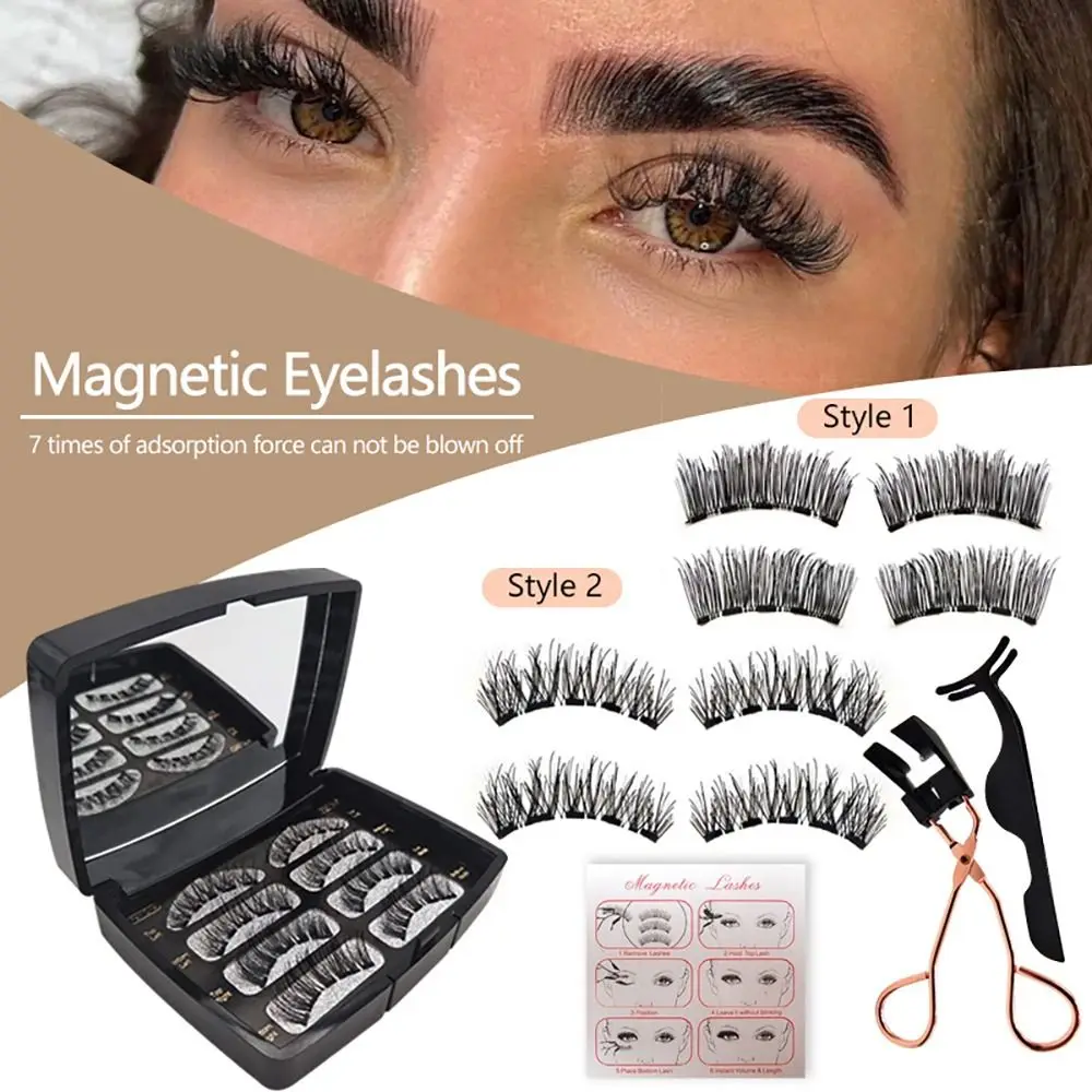 

Eye Makeup Tools Natural Long 3D Dual Magnets Extension No Glue Needed Eyelashes Magnetic Eyelashes Falsies Eyelash Kit