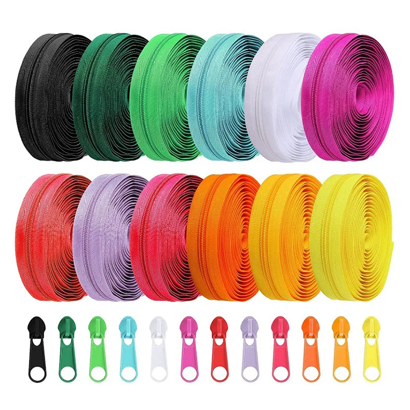 

5/10Meters 5# Nylon Zipper Tape with Zip Puller Slider Bag Garment Decorative Rainbow Zippers Repair Kits DIY Sewing Accessories