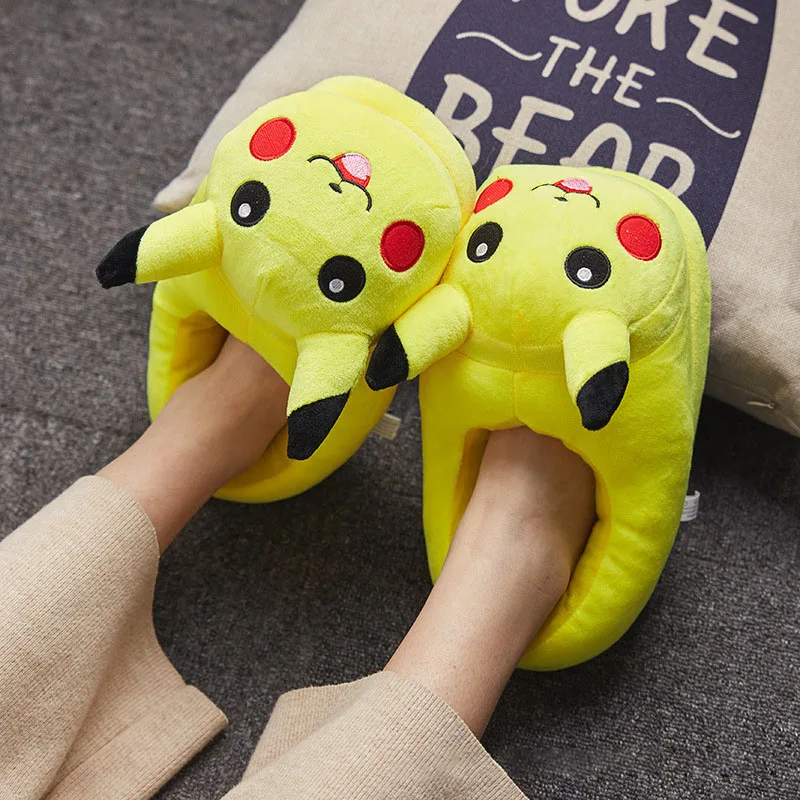 2022 Takara Tomy Kawaii Pokemon Cartoon Pikachu плюшевые тапочки домашние домашняя теплая зимняя