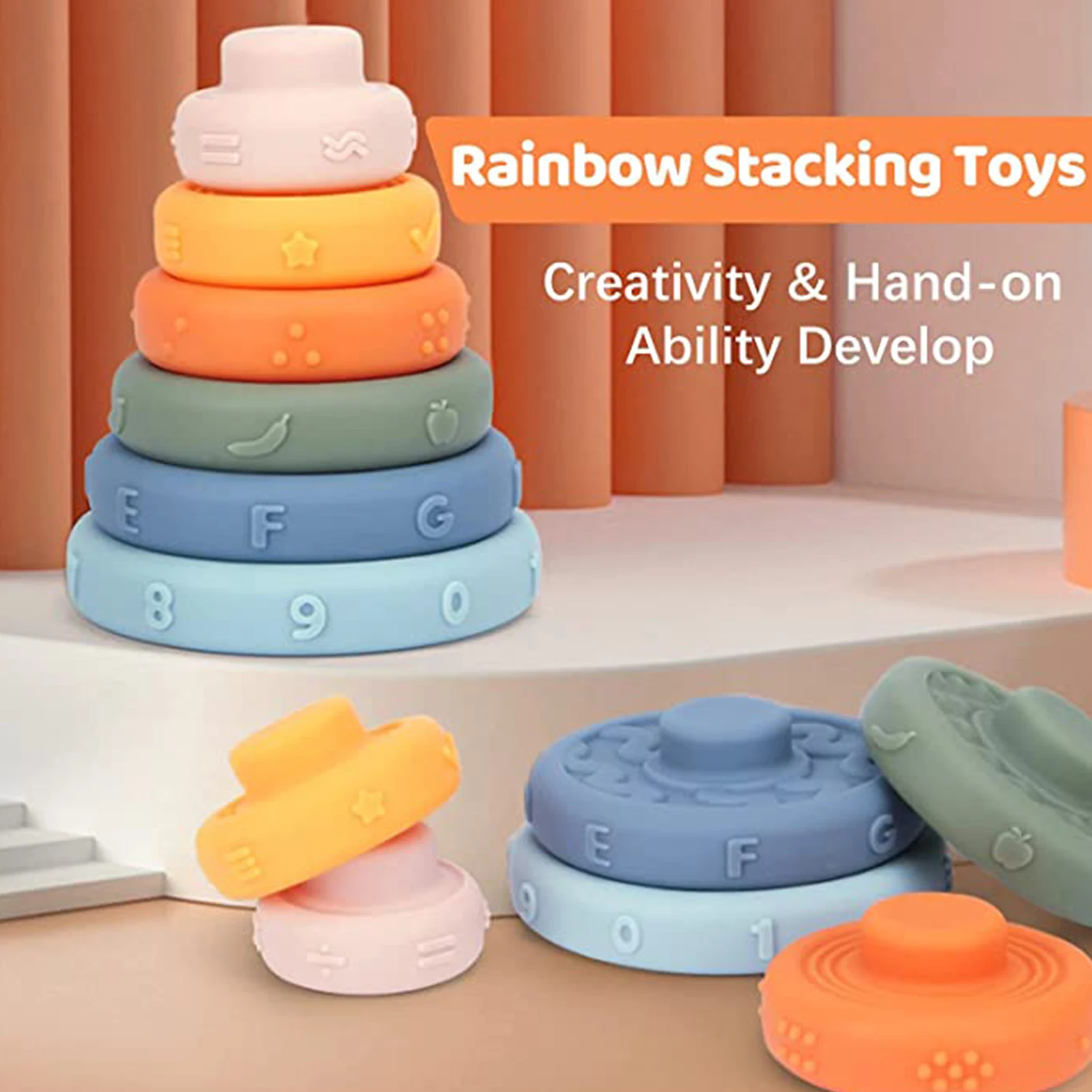Baby Stacking Nesting Circle Toy Soft Safe Silicone Building Rings Stacker Teethers Early Educational Learning Stacking Tower
Baby Stacking Nesting Circle Toy Soft Safe Silicone Building Rings Stacker Teethers Early Educational Learning Stacking Tower