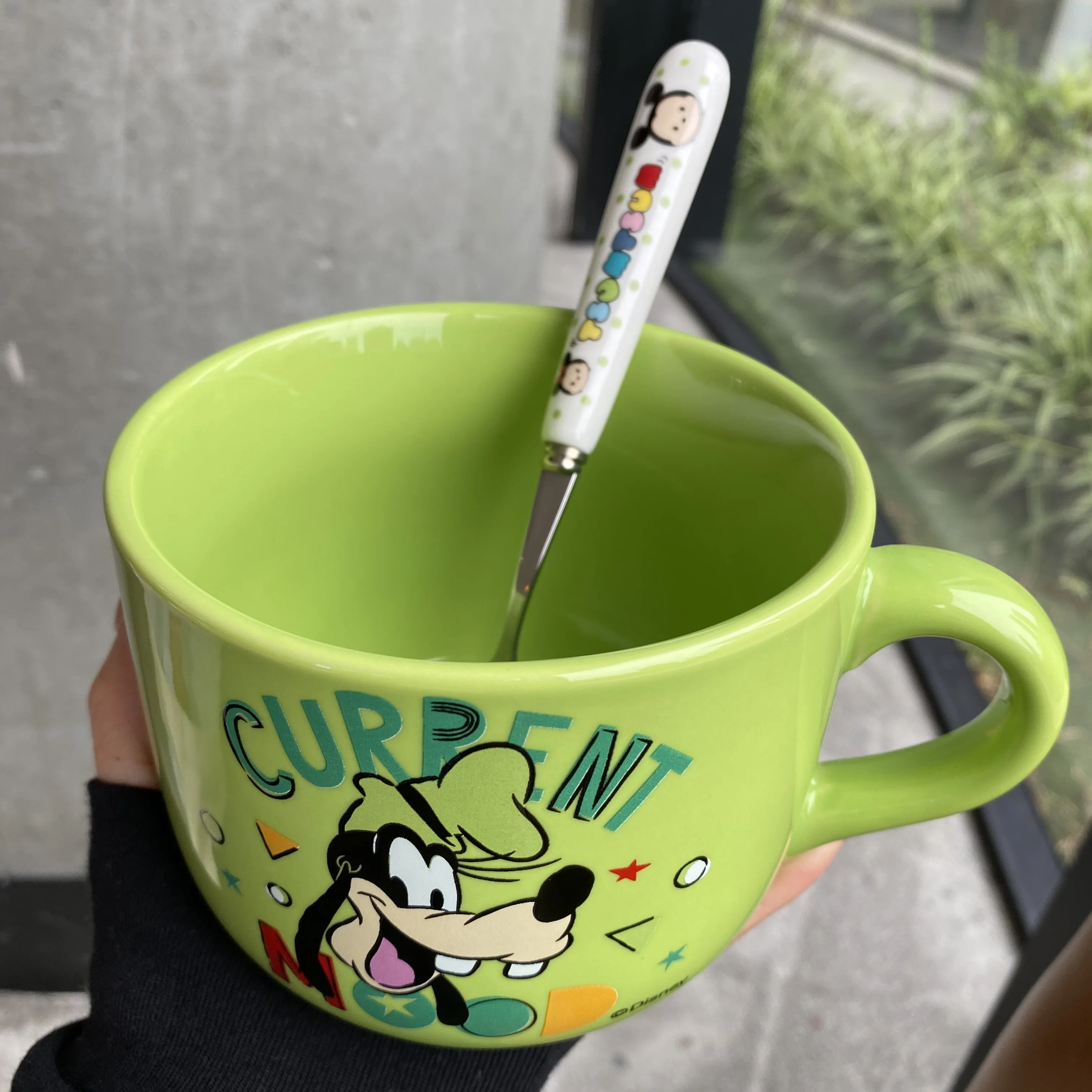

Disney Cartoon Goofy Mickey Minnie Porcelain Cup Cute Household Large Capacity Oatmeal Cup Bowl Breakfast Cup Bowl Mug