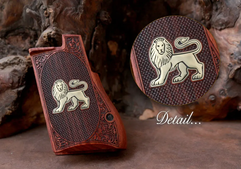 Ksd Desert Eagle Model Compatible Rosewood Grip for Replacement (with Diamond Checkered Pattern & Silver Lion Figure)
Ksd Desert Eagle Model Compatible Rosewood Grip for Replacement (with Diamond Checkered Pattern & Silver Lion Figure)