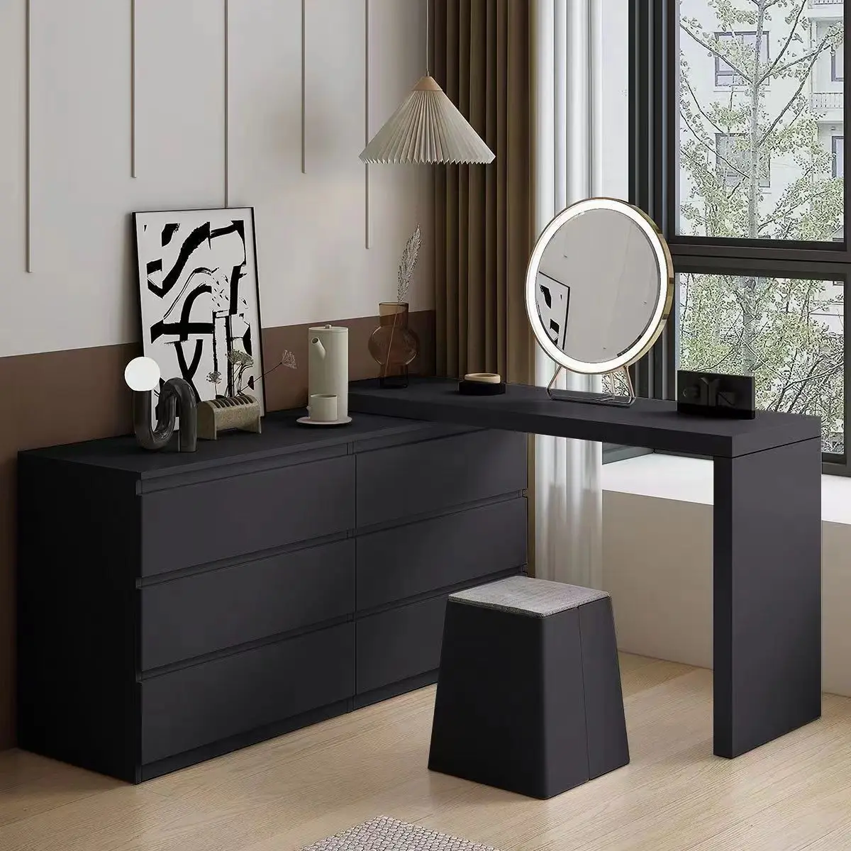 Cosmetic Table Corner Dressing Table Bedroom Modern Minimalist Desk Vanity One Light Luxury Premium Six-drawer Cabinet
Cosmetic Table Corner Dressing Table Bedroom Modern Minimalist Desk Vanity One Light Luxury Premium Six-drawer Cabinet