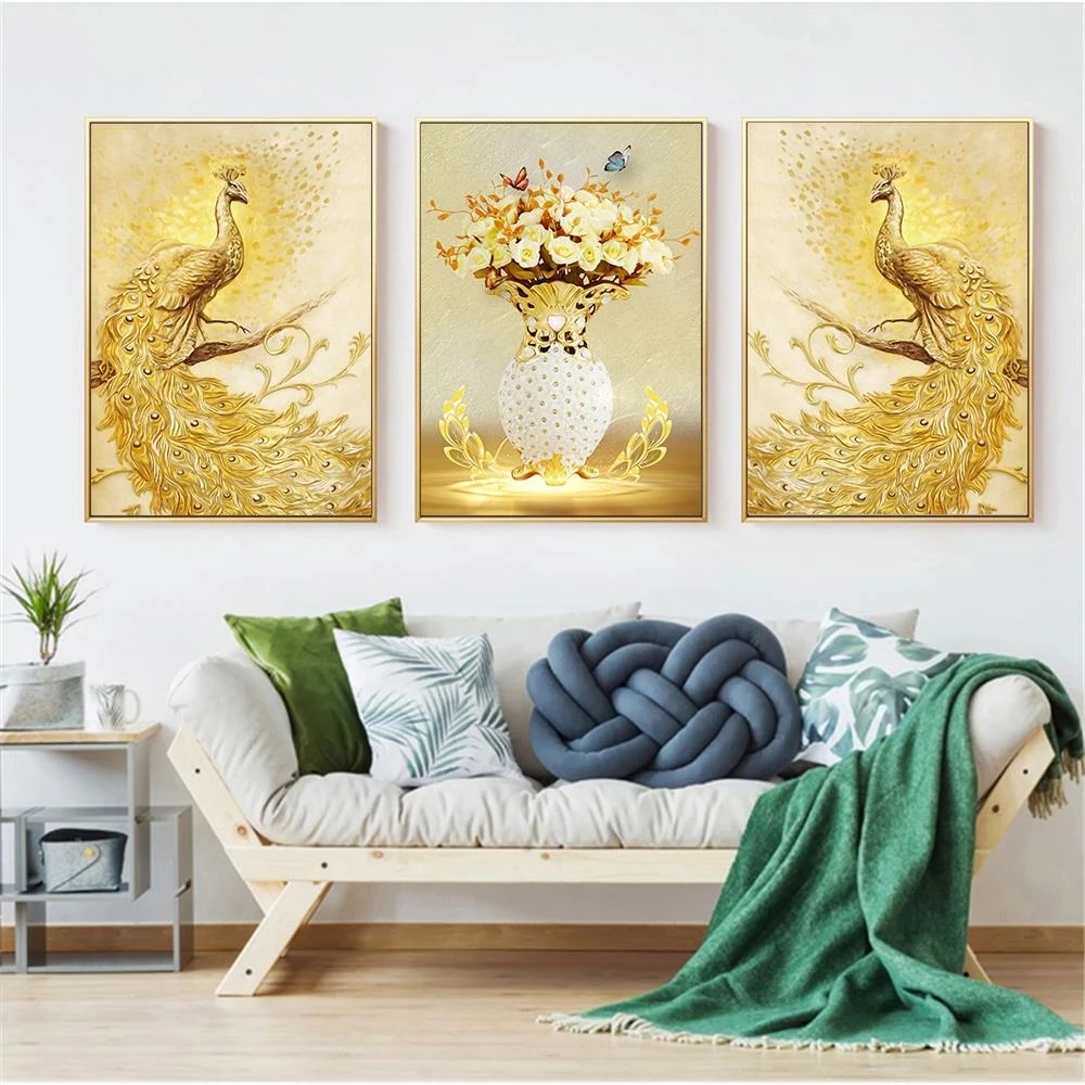 3 Panels Diamond Painting Golden Peacock Full Diamond Mosaic Animals Triptych Cross Stitch Embroidery Kit for Living Room Decor
3 Panels Diamond Painting Golden Peacock Full Diamond Mosaic Animals Triptych Cross Stitch Embroidery Kit for Living Room Decor