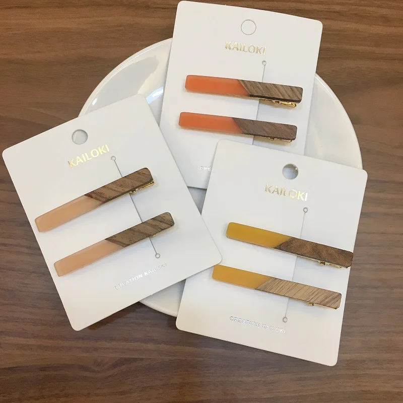 2Pcs/set Candy Color Patchwork Geometric Wood Acrylic Hair Clips Women Girls Hollow Duckbill Clip Barrettes for Wholesale
2Pcs/set Candy Color Patchwork Geometric Wood Acrylic Hair Clips Women Girls Hollow Duckbill Clip Barrettes for Wholesale