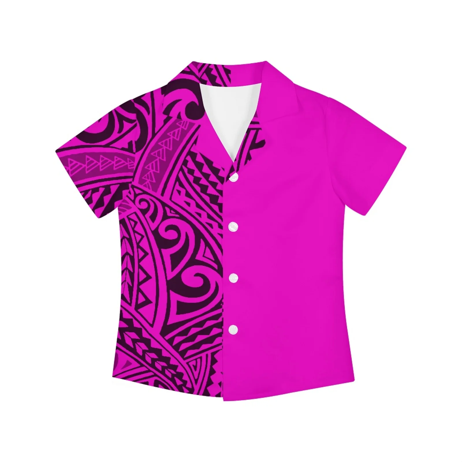 

Полинезийская племенная тату-Тотем тунга, принты для малышей, одежда для подростков, Детская рубашка с отложным воротником для мальчиков