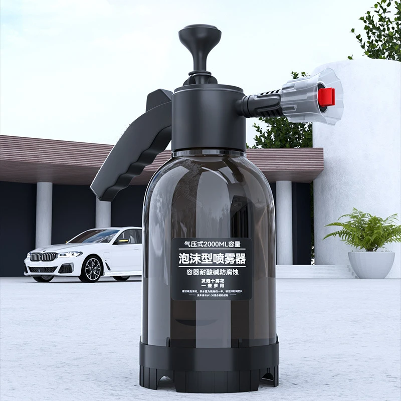 

2L Hand Pump Foam Sprayer with 2 Nozzles Pneumatic Foaming Cannon Hand Pressurized Creamy Foam Car Wash Sprayer Window Cleaning