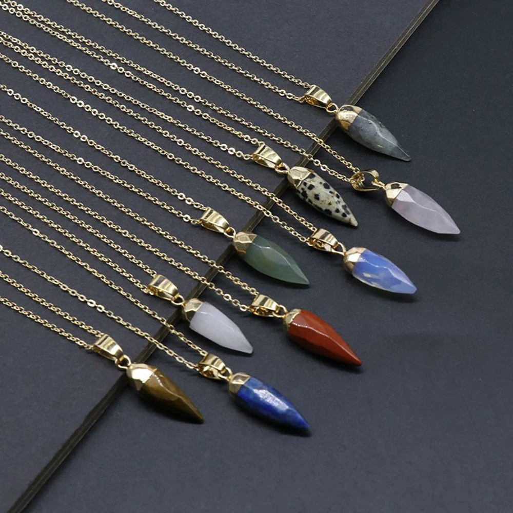 Natural Stone Bullet Chili Shape Necklace Rose Quartz Tiger's Eye lapis lazuli Opal Gilt Plated Chain for Women Luxury Jewelry
Natural Stone Bullet Chili Shape Necklace Rose Quartz Tiger's Eye lapis lazuli Opal Gilt Plated Chain for Women Luxury Jewelry