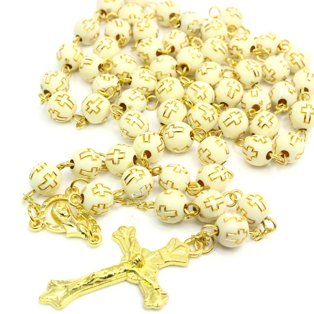 BY20 8mm Plastic Bronzing Gold Cross Beads Necklace Gift Religious Supplies Rosary Prayer Jesus Christ
BY20 8mm Plastic Bronzing Gold Cross Beads Necklace Gift Religious Supplies Rosary Prayer Jesus Christ