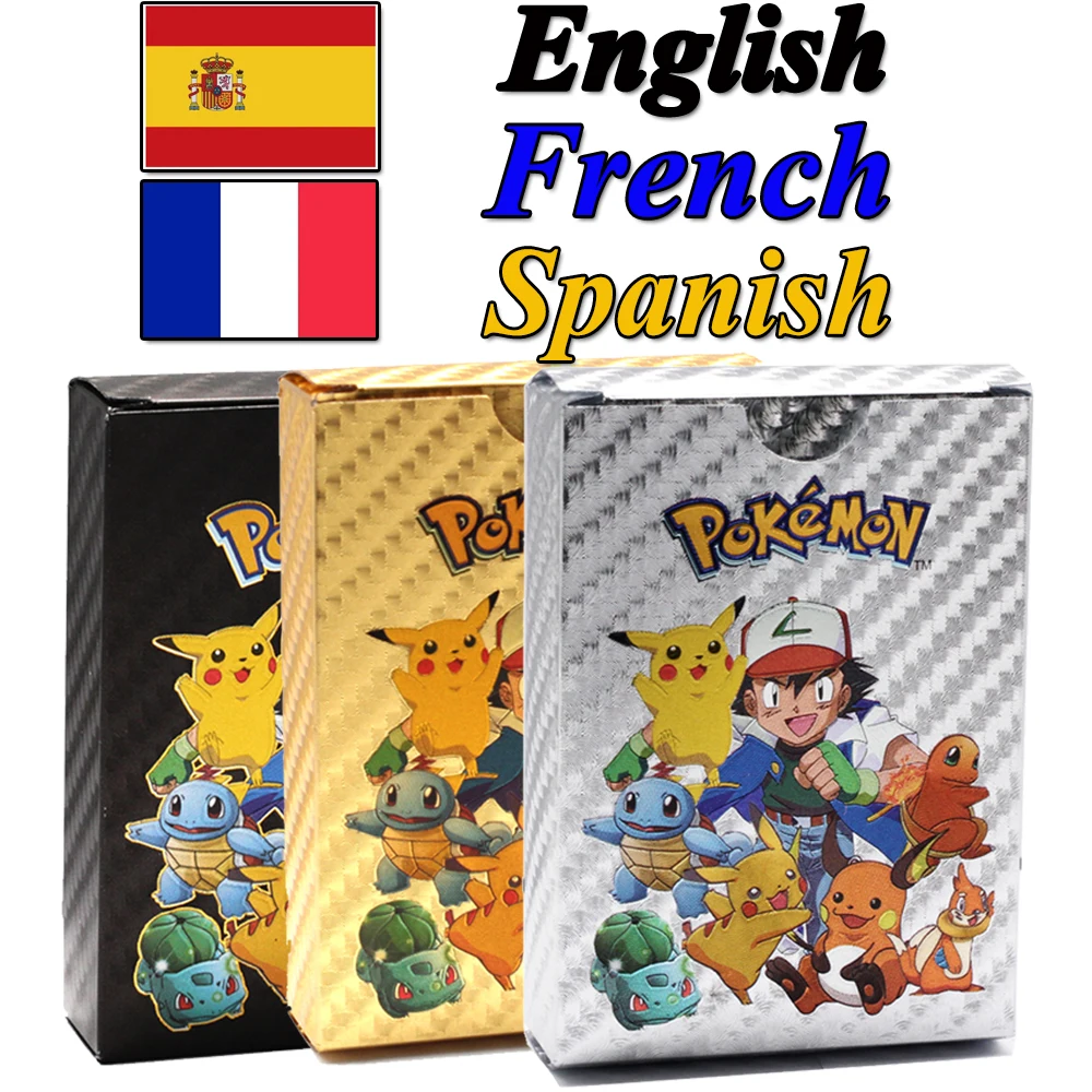 Карты Pokemon, французский/испанский/английский, металлические золотые, Vmax GX энергетические карты, Charizard Pikachu коллекция, Боевая тренировочная к...
Карты Pokemon, французский/испанский/английский, металлические золотые, Vmax GX энергетические карты, Charizard Pikachu коллекция, Боевая тренировочная к...
