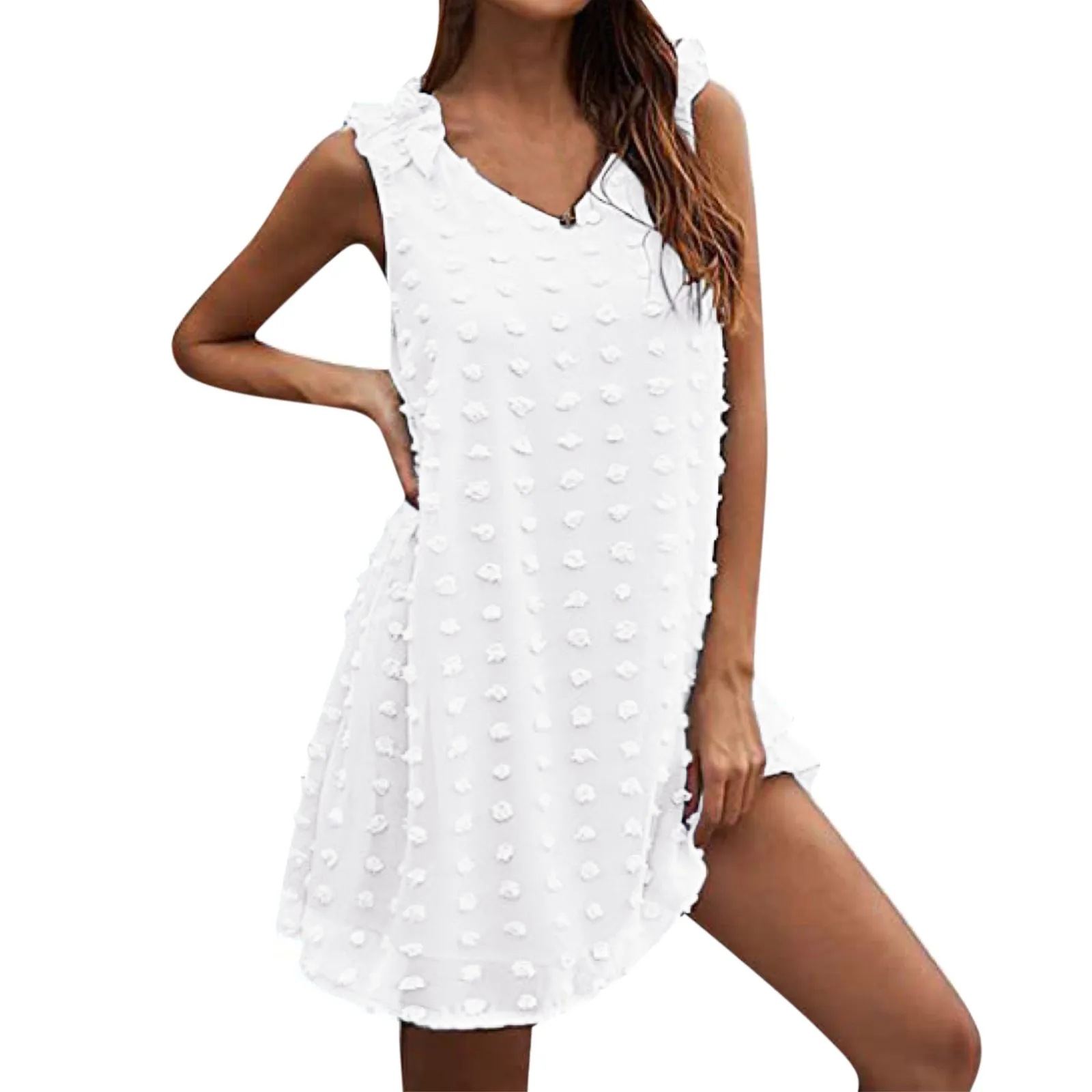 Long Sleeve Summer Dresses Women's Sleeveless Dress Polka Dot Poms V Neck Ruffle Jacquard Polka Dot Casual Twp Piece Prom Dress
Long Sleeve Summer Dresses Women's Sleeveless Dress Polka Dot Poms V Neck Ruffle Jacquard Polka Dot Casual Twp Piece Prom Dress