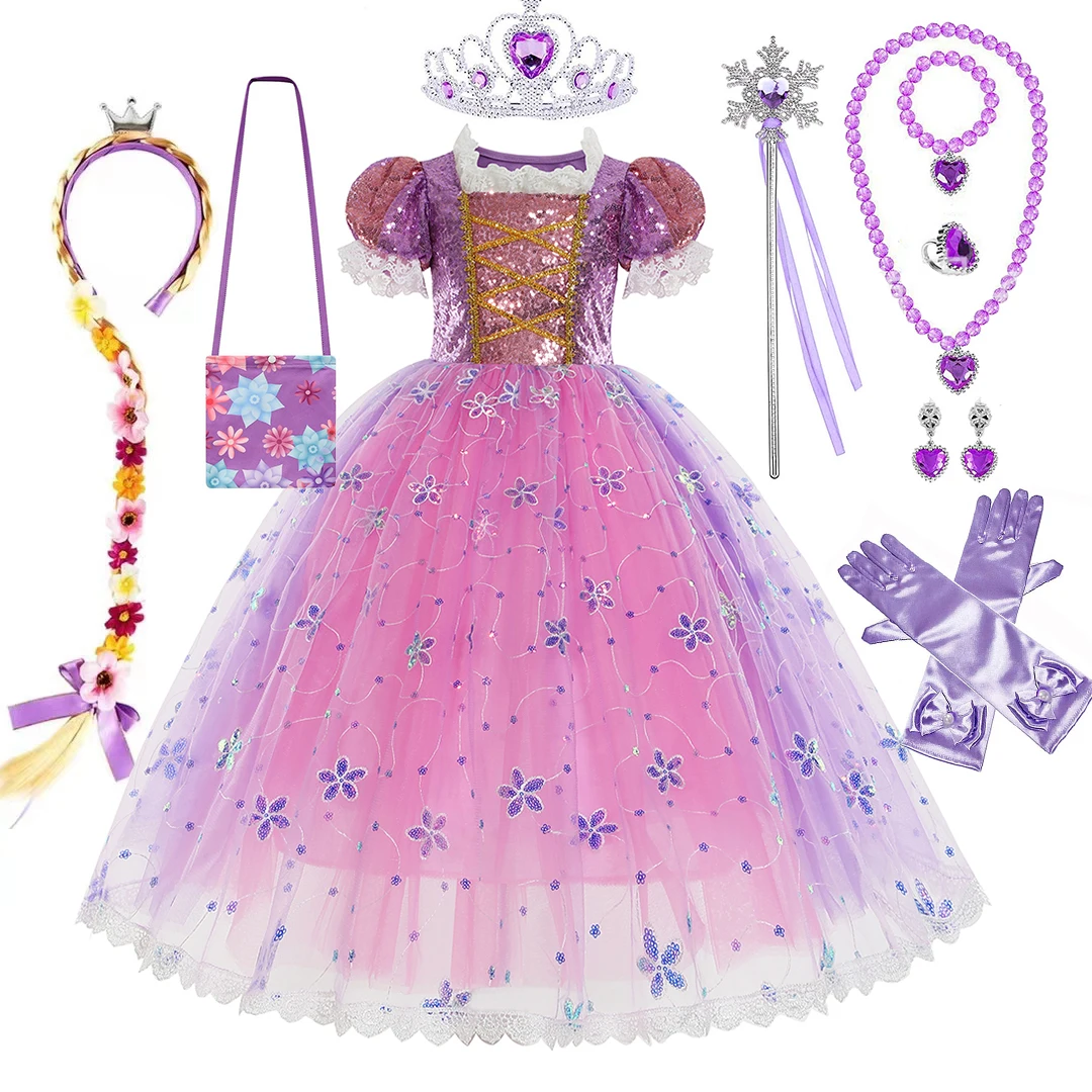 DISNEY Sequined Princess Rapunzel Dresses for Little Girls Birthday Party Tangled Carnival Cosplay Costume Halloween Disguise
DISNEY Sequined Princess Rapunzel Dresses for Little Girls Birthday Party Tangled Carnival Cosplay Costume Halloween Disguise