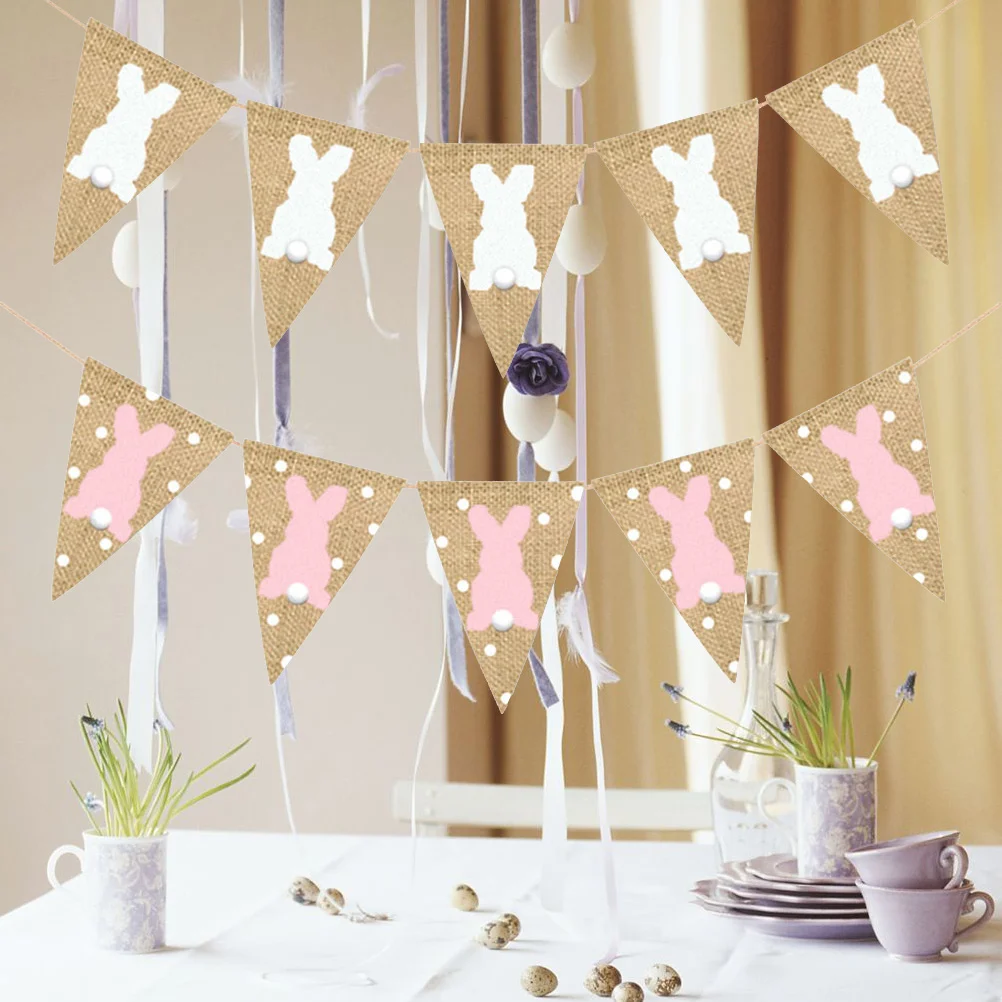 2PCS Easter Burlap Pennant Flags Banners Rabbit Wave Point Banners Garland for Easter Party Decorations (White +)
2PCS Easter Burlap Pennant Flags Banners Rabbit Wave Point Banners Garland for Easter Party Decorations (White +)