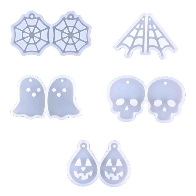 5Pcs Halloween Skull Ghost Spider Web Earrings Molds Epoxy Ornament Mold Resin Casting Pendant Mold Suitable for Diy 
5Pcs Halloween Skull Ghost Spider Web Earrings Molds Epoxy Ornament Mold Resin Casting Pendant Mold Suitable for Diy