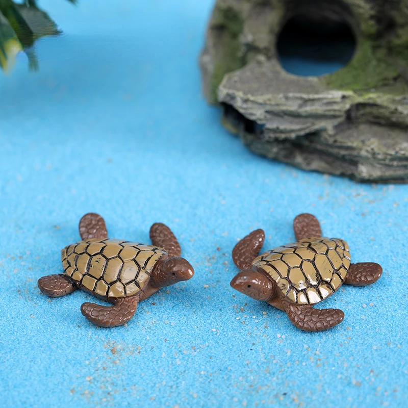 

2pcs Resin Figurines Mini Sea Turtle Model DIY Terrarium Landscape Ocean Animal Cute Mini Tortoise Aquarium Decoration