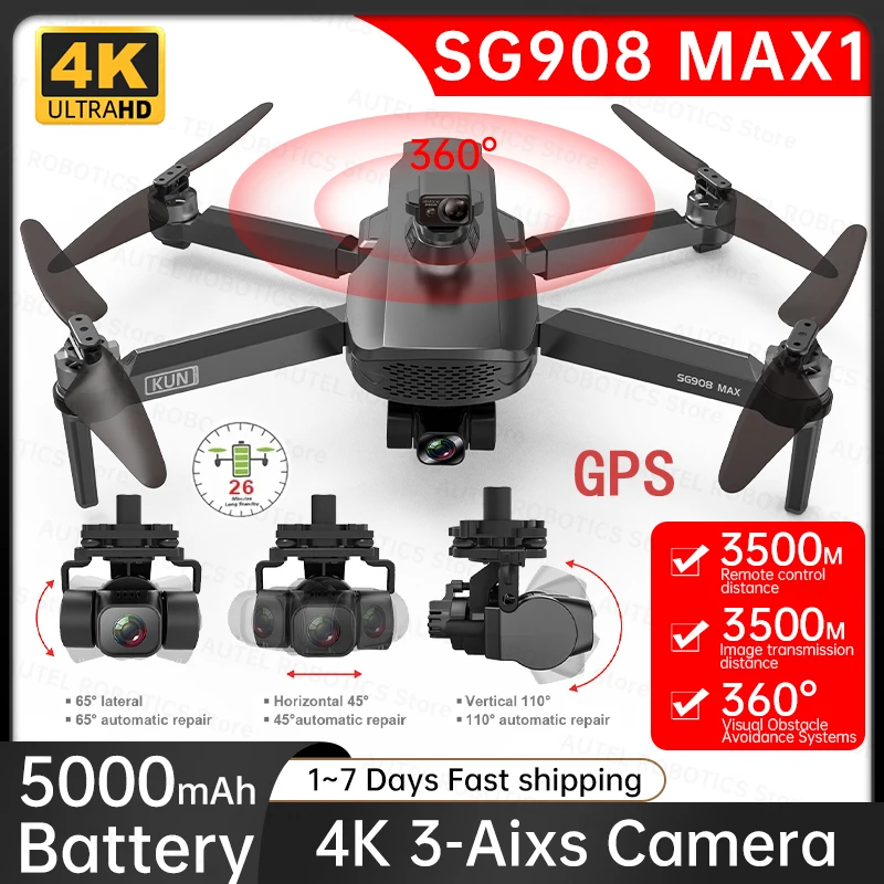 Квадрокоптер SG908 MAX / SG908 Pro, 3-осевой карданный подвес, 4K камера, 5G WiFi, 3 км, GPS, 3-осевой подвес, обход препятствий, Радиоуправляемый квадрокоптер
Квадрокоптер SG908 MAX / SG908 Pro, 3-осевой карданный подвес, 4K камера, 5G WiFi, 3 км, GPS, 3-осевой подвес, обход препятствий, Радиоуправляемый квадрокоптер