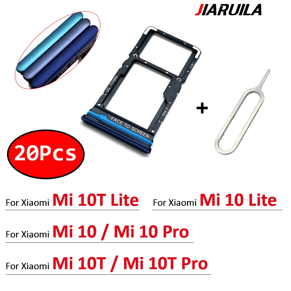 

20 шт., оригинальный держатель Nano SIM-карты, лоток, держатель слота для микросхем, Сменный Адаптер для Xiaomi Mi Note 10 10T Pro Lite
