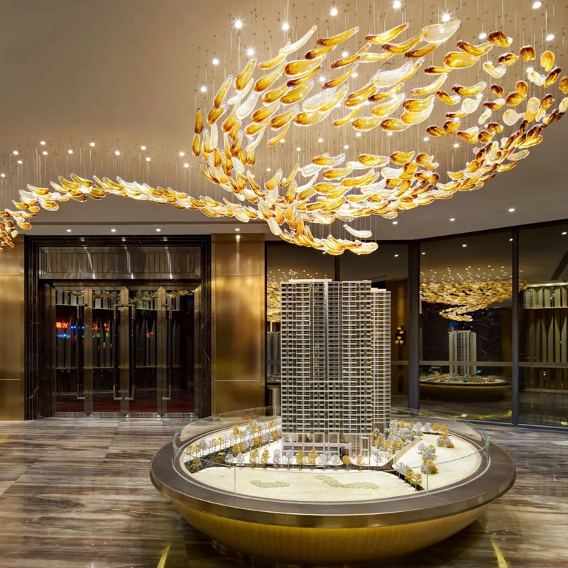 Luxury custom glass crystal glass fashion luxury large artistic creative chandelier is suitable for the hotel wedding shop
Luxury custom glass crystal glass fashion luxury large artistic creative chandelier is suitable for the hotel wedding shop
